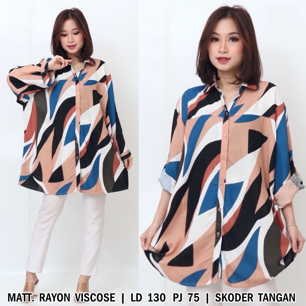 Terlaris Kemeja oversize wanita fit 4XL LD 130cm hem jumbo big size