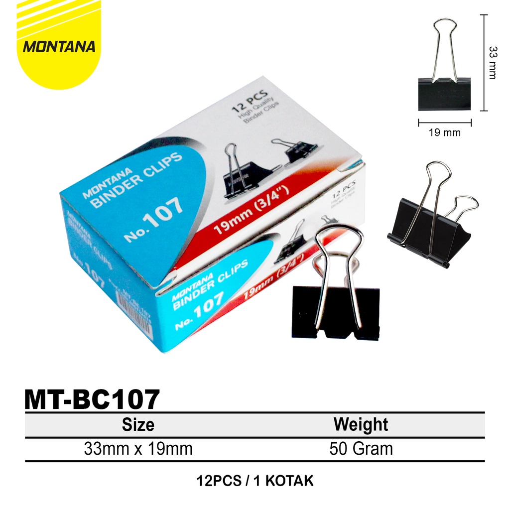 

MONTANA Binder Clip / Klip / Penjepit Kertas Montana (MT-BC107)