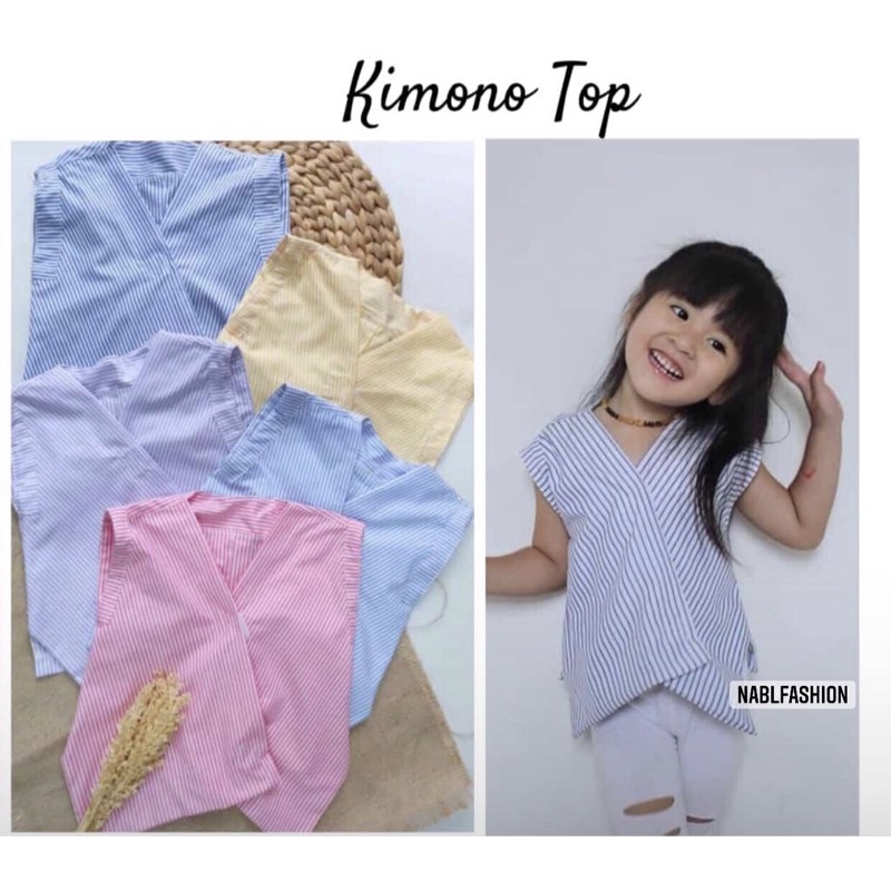 Kemeja v neck kimono vneck anak perempuan / kimono top anak usia 1-4 tahun