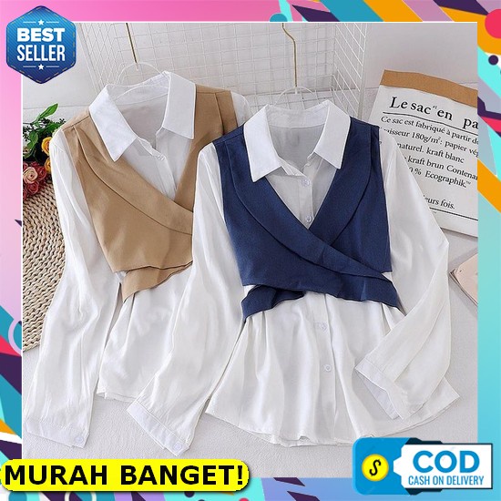 Gzb Fashion Kemeja Wanita Lengan Pendek Terbaru / Kem Casual Vintage / Hem Polos Wanita Kekinian / K