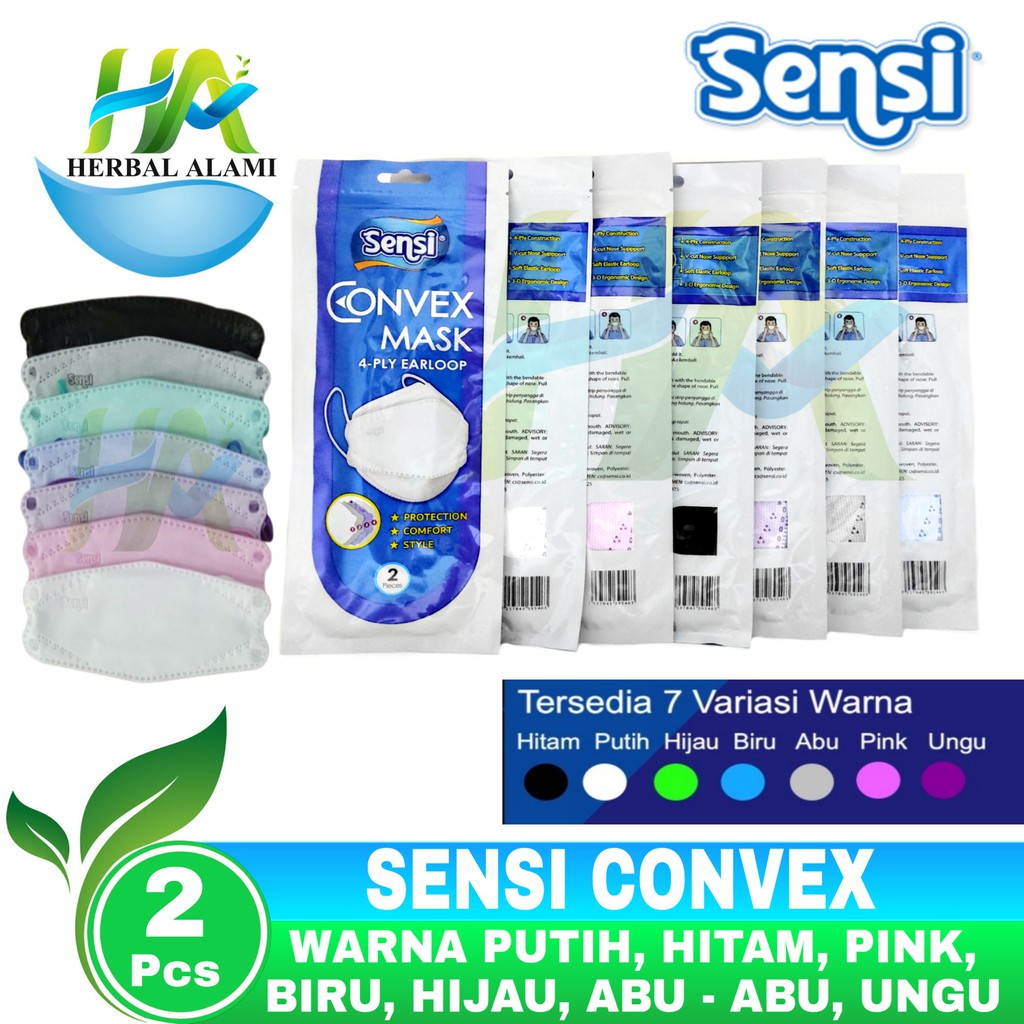 Masker SENSI MASK Convex 4 ply Earloop Sachet isi 2 pcs...