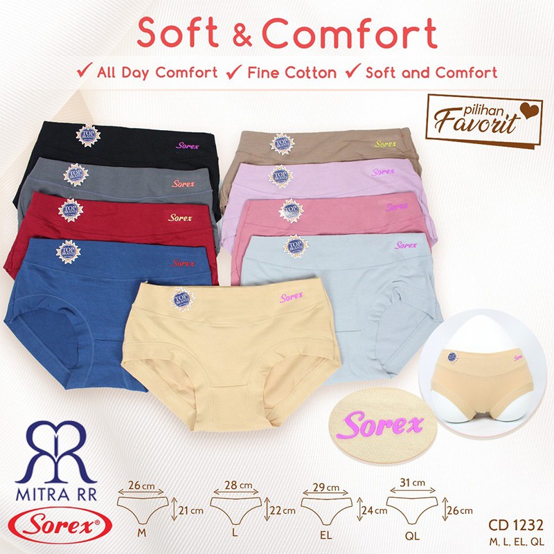 CD Sorex Basic Midi Katun Mix Strecth 1232 Celana Dalam Wanita Soft Comfor