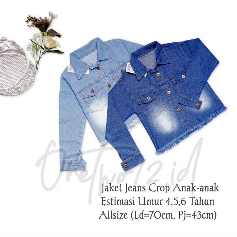 JAKET CROP ANAK PEREMPUAN JEANS RAWIS JAKET JEANS ANAK 4 - 6 TH