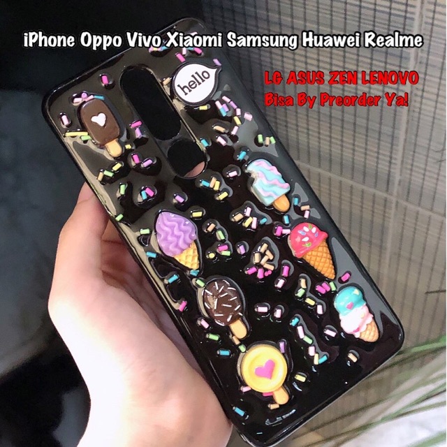 Ice Cream 3D Case Oppo Reno 7 4G 5G 6 5 4 3 2 2f 5f A95 A53 A33 A9 A5 2020 A71 A83