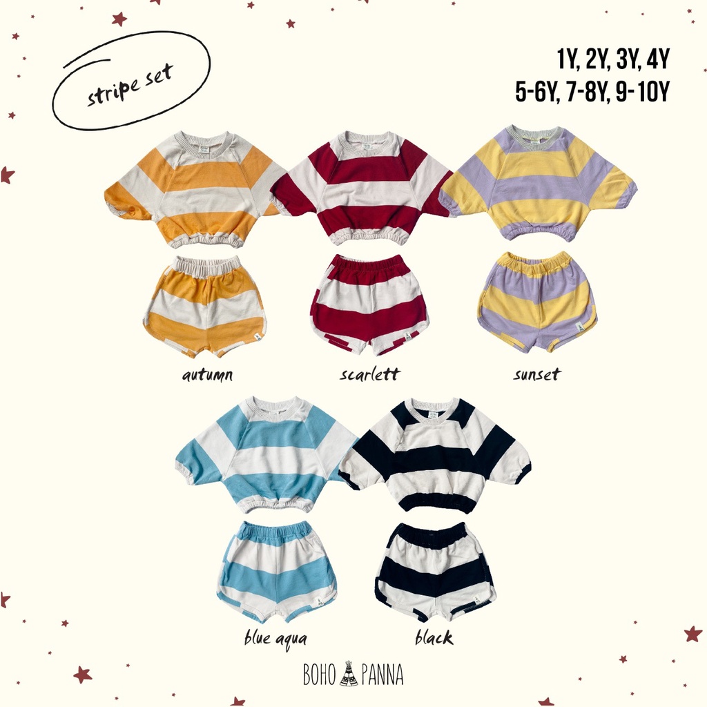 Bohopanna Stripe Set 1 - 10 Tahun Setelan Pendek Anak