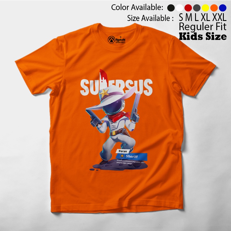 Baju Kaos Atasan Anak Laki Laki Gamers Supersus Peran Sherrif Impostor