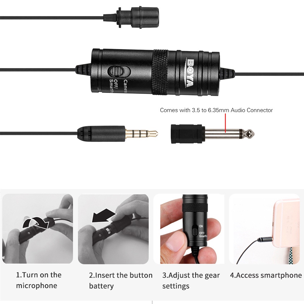 Microphone Omnidirectional Lavalier BOYA BY-M1 Original  Suara Jernih Berkualitas Smartphone Handphone Camcorder Kamera PC