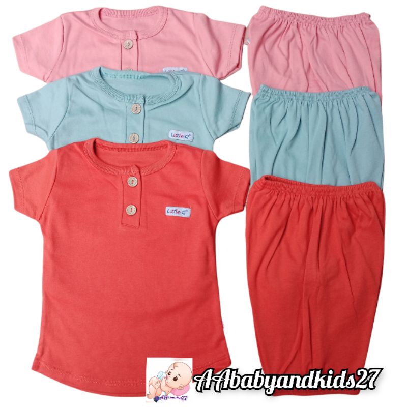 LITTLE Q 3 PASANG SETELAN BAYI UNISEX PENDEK CELANA 3/4 UKURAN NB S M L XL SNI SUPER HIGHT QUALITY