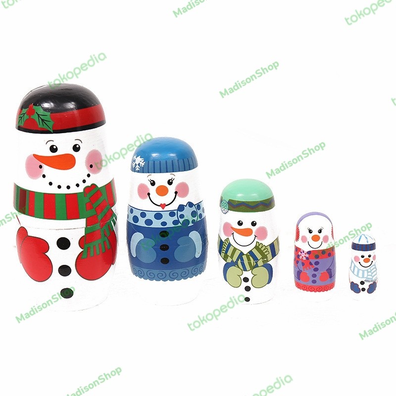 Boneka Rusia Matryoshka Snowman Natal Christmas Kado Natal Snowman