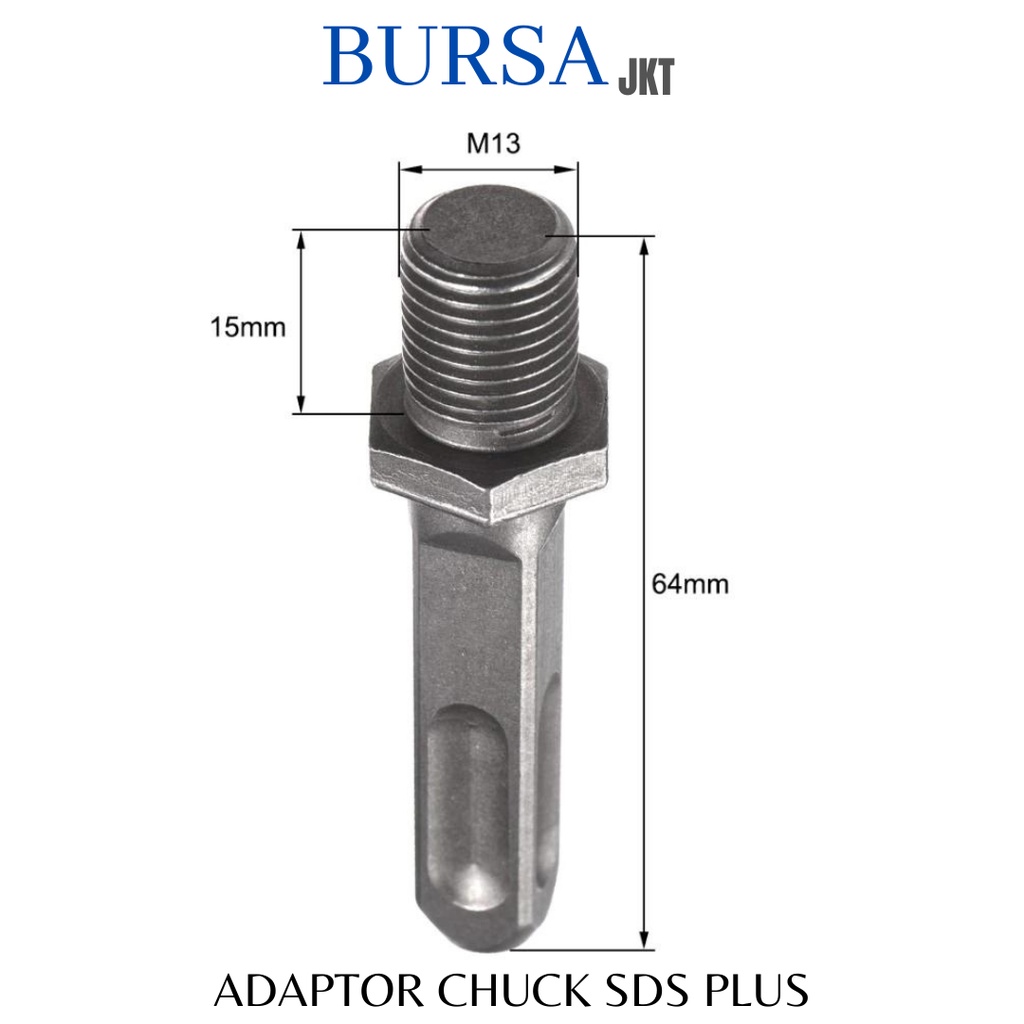 SDS PLUS KONEKTOR SAMBUNGAN ADAPTOR SHANK 1/2 M10 CHUCK BOR SDS PLUS