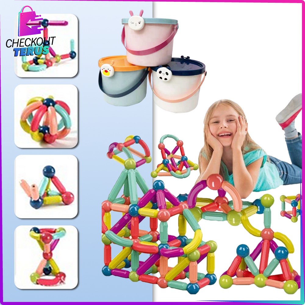 CT M211 Mainan Kreatifitas Anak Magnetic Building Block Rods Mainan Magnetic Stick Blocks game Mainan Magnetic Stick Toys