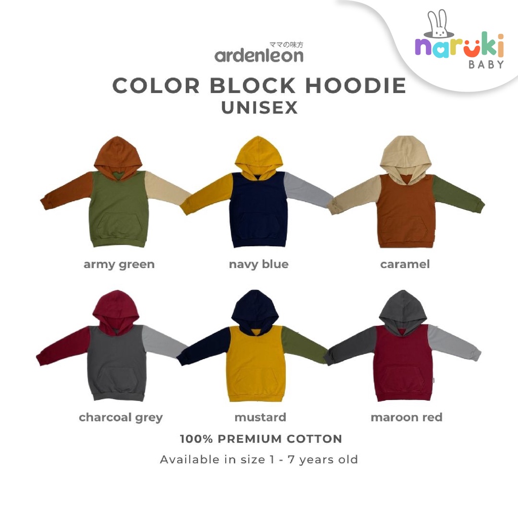 Arden Leon Unisex Color Block Hoodie Kids Ardenleon Jaket Anak-anak