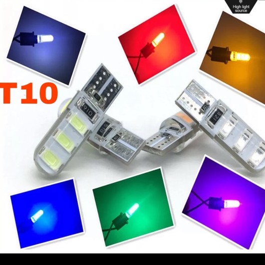 LAMPU LED T10 SILICONE 5730 Flash kedip Lampu senja flash SEPASANG LAMPU VARIASI MOTOR