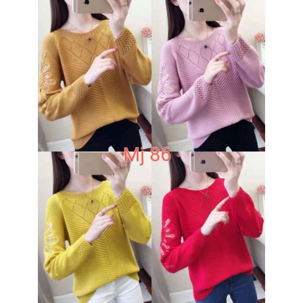 promo fhasion wanita-atasan rajut bludru renda bunga slimfit premium import/termurah/