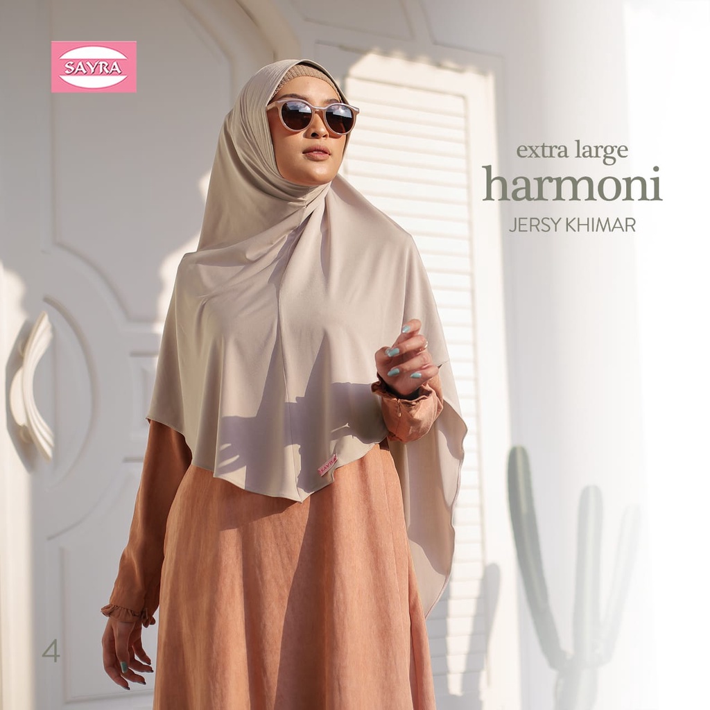 Jilbab Instan Bergo Harmoni Large & XL Jersy Khimar Ori Sayra SAYRA1-CREAM -XL