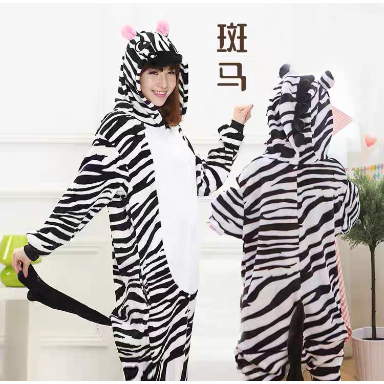 BAJU ONESIE KOSTUM ZEBRA PIYAMA TIDUR COSPLAY KIGURUMI