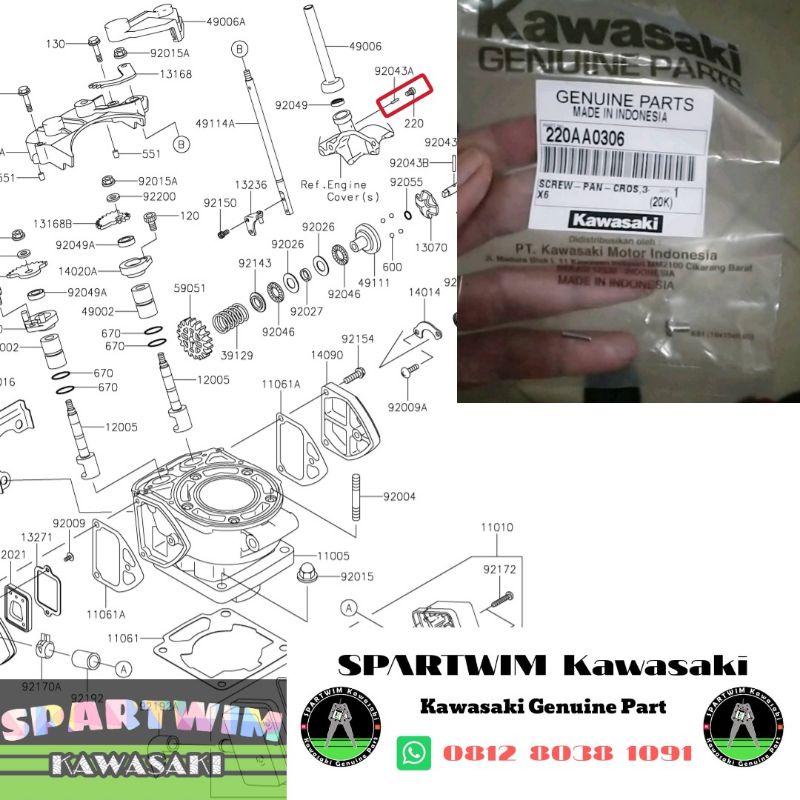 Baud baut kecil pen kecil pin pengunci tiang superkips screw pan cros super kips Ninja 150 RR R SS o