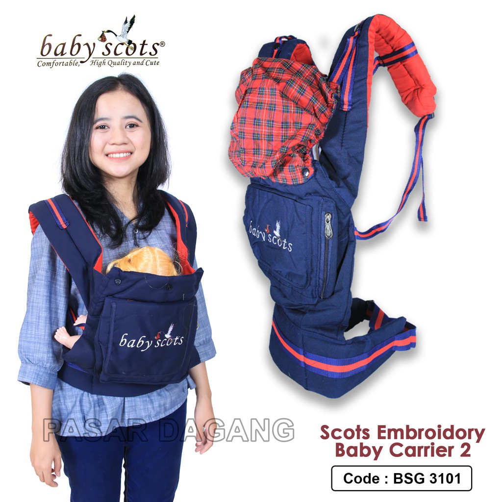 Gendongan Baby Scots Embroidery 4in1/Gendongan Ransel/Kangguru / Baby Carrier 4 - BSG3101