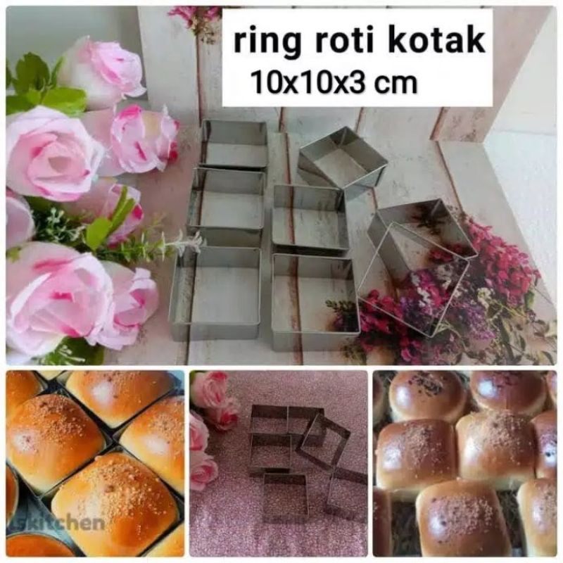 cetakan ring cutter/ring roti kotak uk.10x10x3cm 12 pcs