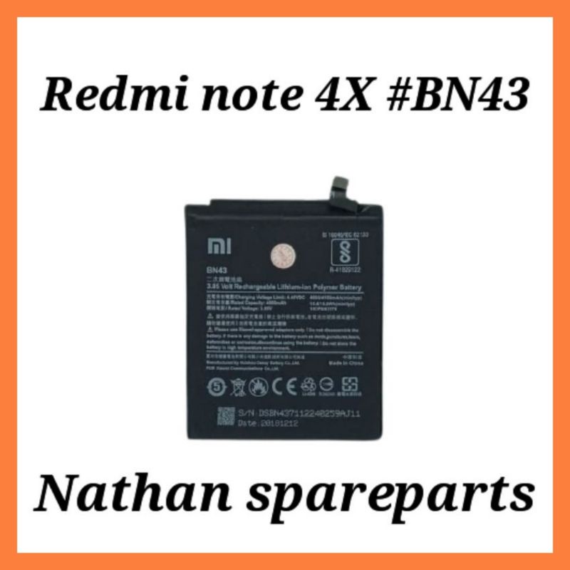 BATERAI BATRE BATRAI XIAOMI REDMI NOTE 4X / BN43