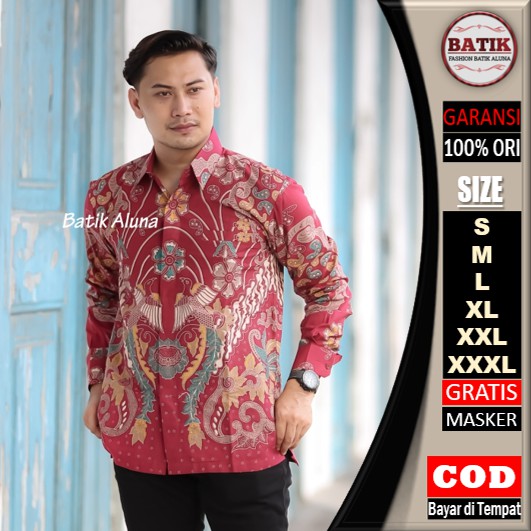 Batik pria lengan panjang Kemeja Atasan Baju batik pria laki laki lengan panjang premium cowok solo