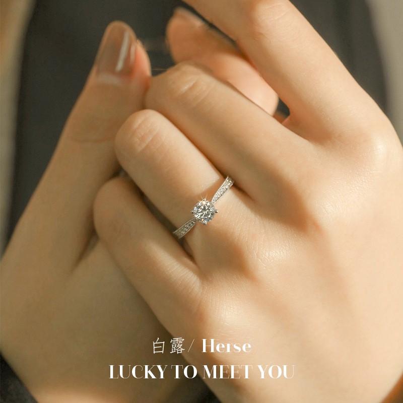 925 cincin perak murni wanita klasik empat cabang 1 karat pt950 mossang berlian pernikahan fashion perhiasan