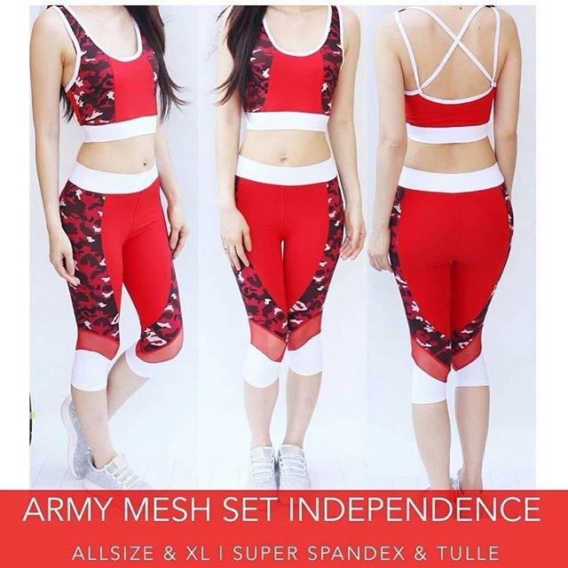 NEW ARMY SET INDEPENDENCE - BAJU SENAM - BAJU OLAHRAGA WANITA - BAJU ZUMBA - BAJU YOGA-BAJU AEROBIC