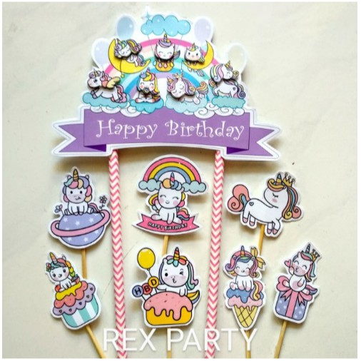 Topper Unicorn/Cake Topper/Topper Kue/Topper Birthday Banner Unicorn