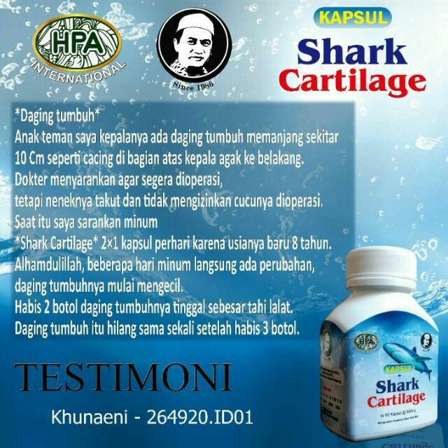 

SHARK CARTIIAGE Hpa herbal untuk kanker isi 60 kapsul