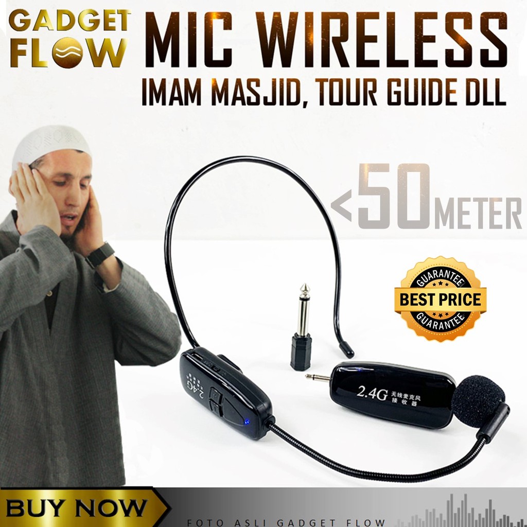 Mikrofon Mic Clip On Wireless 2 4g Presentasi Tur Imam Masjid Musholla Shopee Indonesia