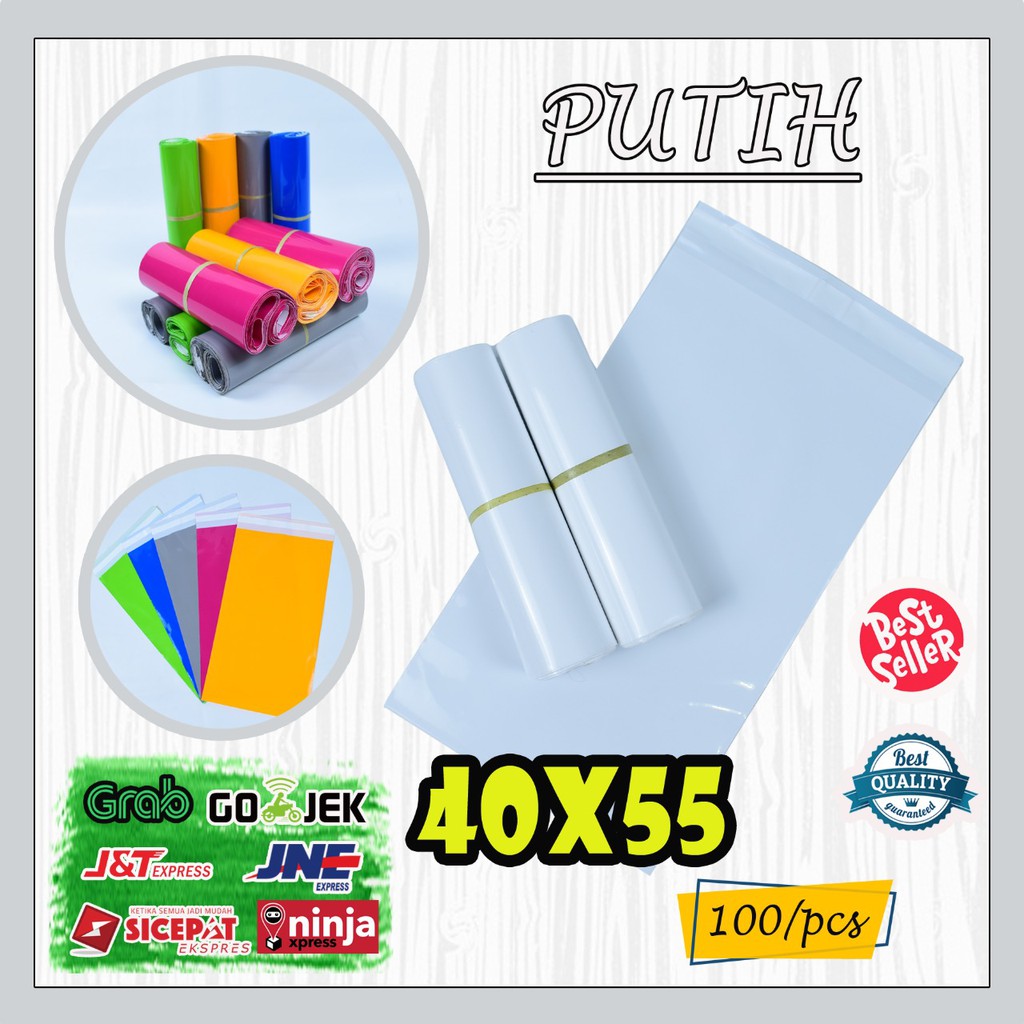 

InJO Polymailer kantong kemasan amplop plastik 40X55 WARNA PREMIUM @100 PCS - 60MIC GLOSSY mewah