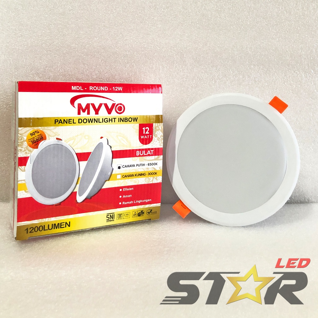 MYVO Panel Downlight Inbow LED 12W, 15W, 18W Lampu Modern Murah Hemat Energi Irit Listrik Plafon Langit Rumah 12 15 18 WATT Star