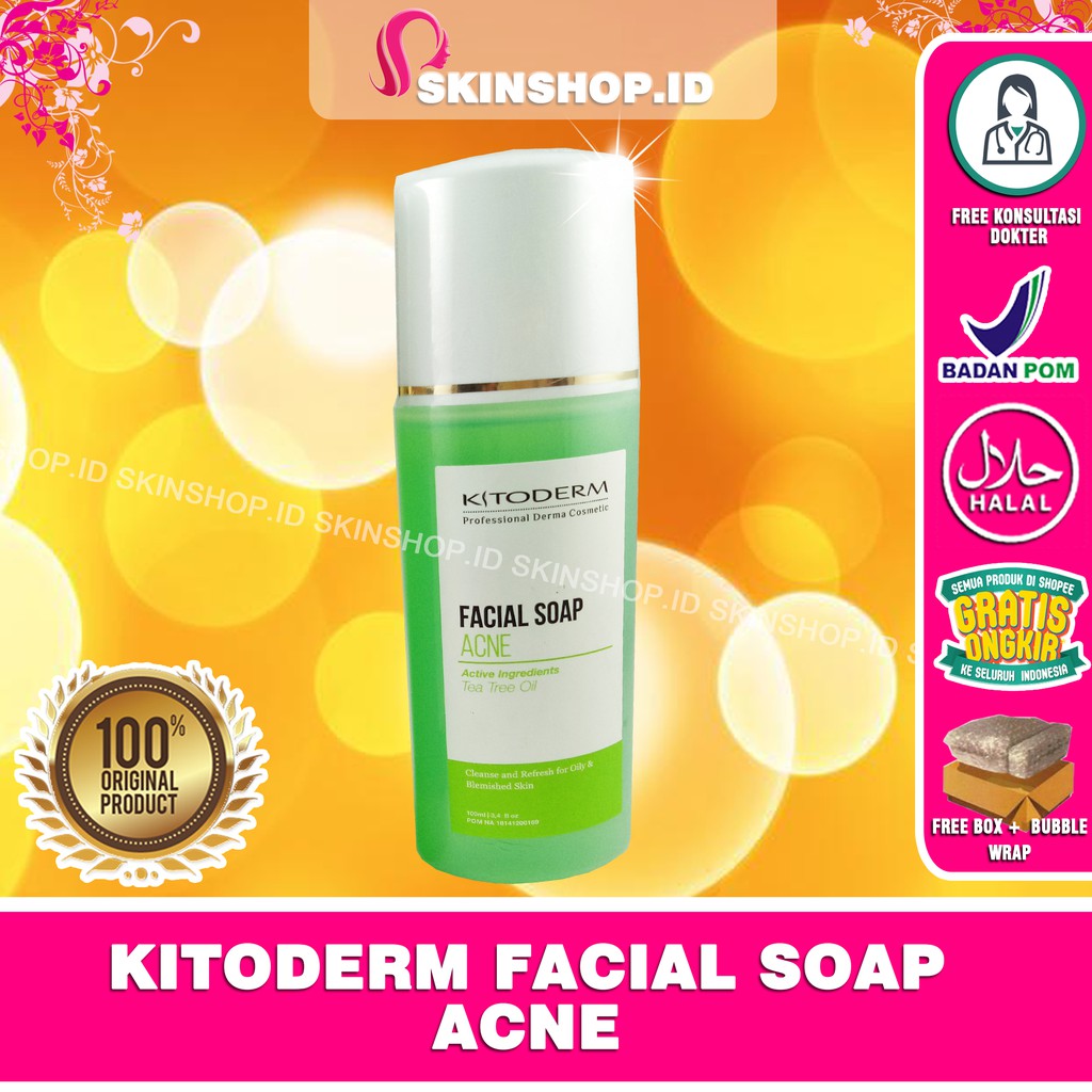 Kitoderm Facial Soap Acne Tea Tree Oil 100ml Original / Sabun Wajah Jerawat BPOM Aman