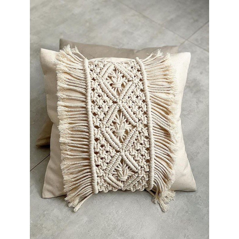 READY STOK) macrame sarung bantal/ macrame cover bantal/ Dekorasi rumah