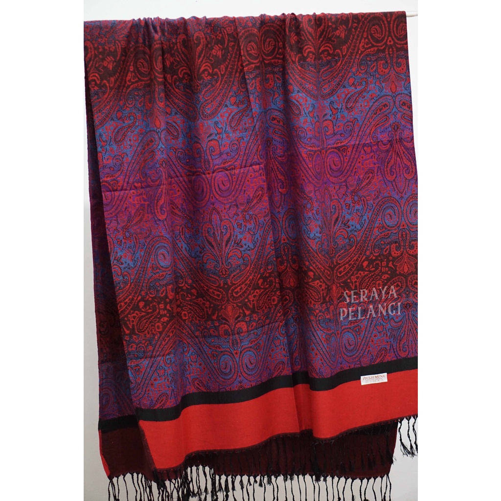 Pashmina Cashmere Tebal Ukuran Lebar 03 | Motif Keong/Sulur | Syal | Shawl | Kashmir | Scarf | Pasmina | Souvenir | Hadiah Ulang Tahun | Birthday Gift | Aksesoris Fashion Wanita Pria | Premium Import Quality | Grosir Murah | Luxury Scarf