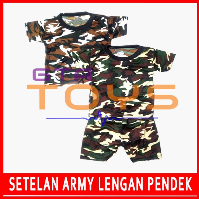 Setelan Anak Laki Laki Baju Army Tentara Doreng TNI Bahan Kaos 1-3Th – GTA0045WK