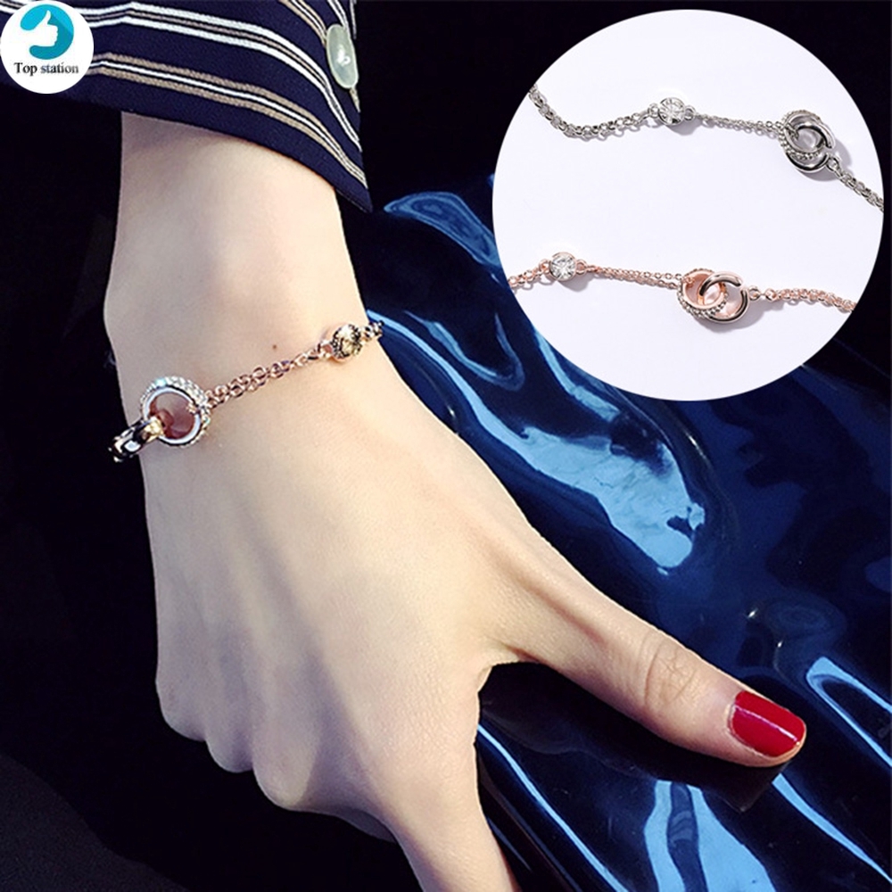 【COD Tangding】Double Circle Round Bracelet Korea Fashion Style Jewellery Accessory