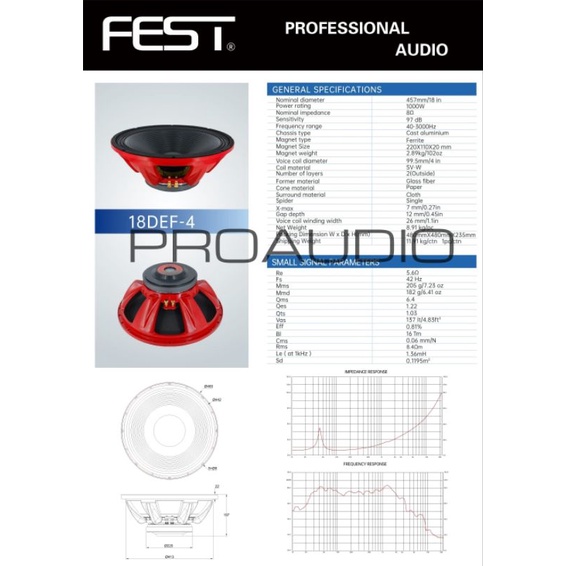 Speaker Fest 18 Inch 18DEF4 18 DEF 4 18 DEF4 18DEF 4 Original 100%