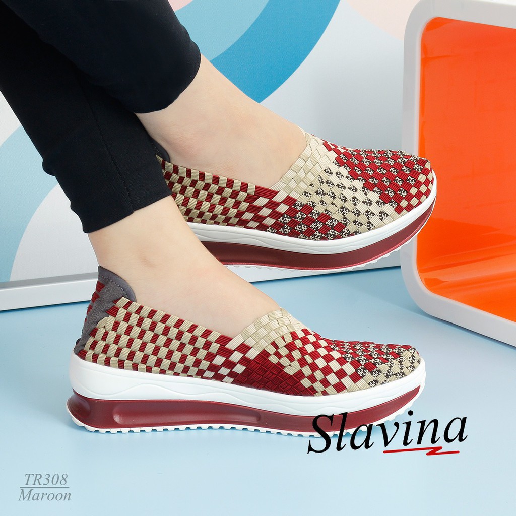 Sepatu Wedges Slavina Serlly Rajut #308 / Wedges Sepatu Rajut Wanita