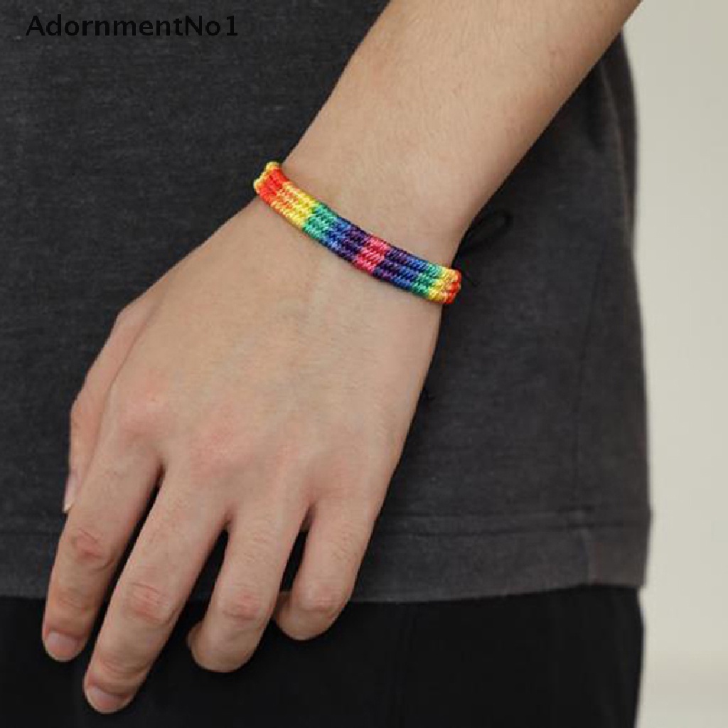 (AdornmentNo1) Lgbt Gelang Tali Anyam Handmade Warna Pelangi Untuk Pasangan / Pria / Wanita