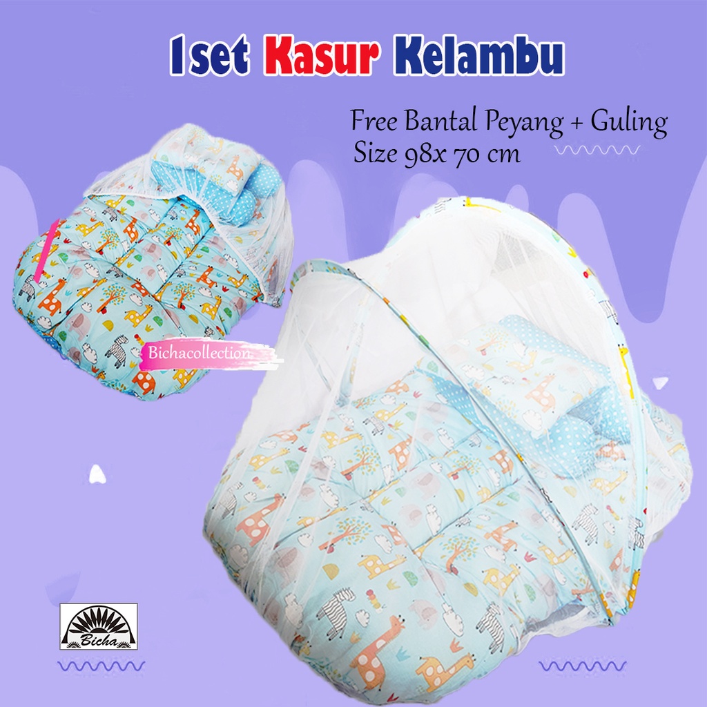 set Kasur Kelambu Bayi FREE Bantal Guling Premium Kasur Lipat Kelambu