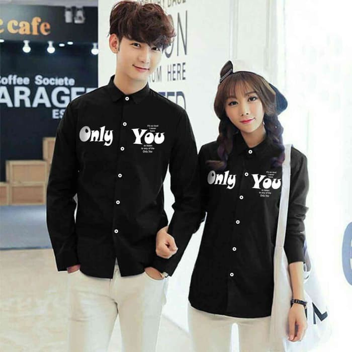 Baju Couple Murah [Cp Kemeja Only You Hitam LT] kemeja couple cotton hitam