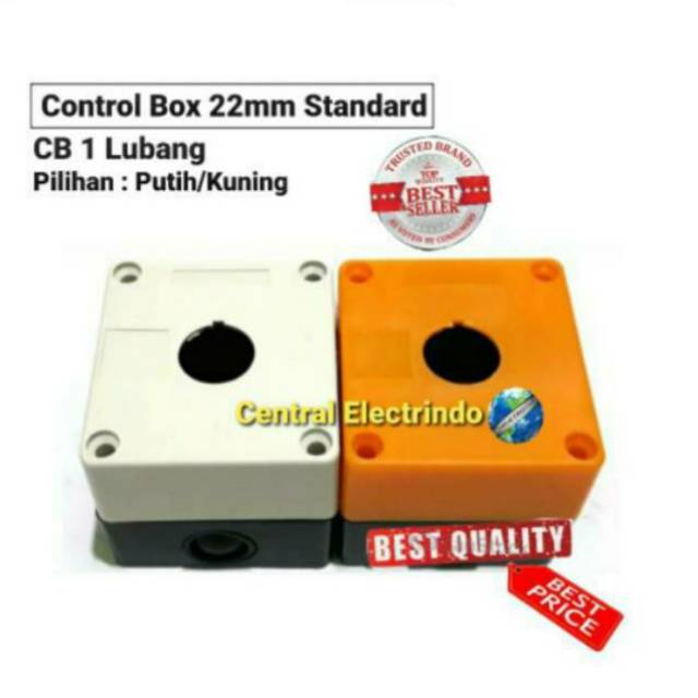 Control Box Push Button 22mm 1 Lubang Putih/Kuning.