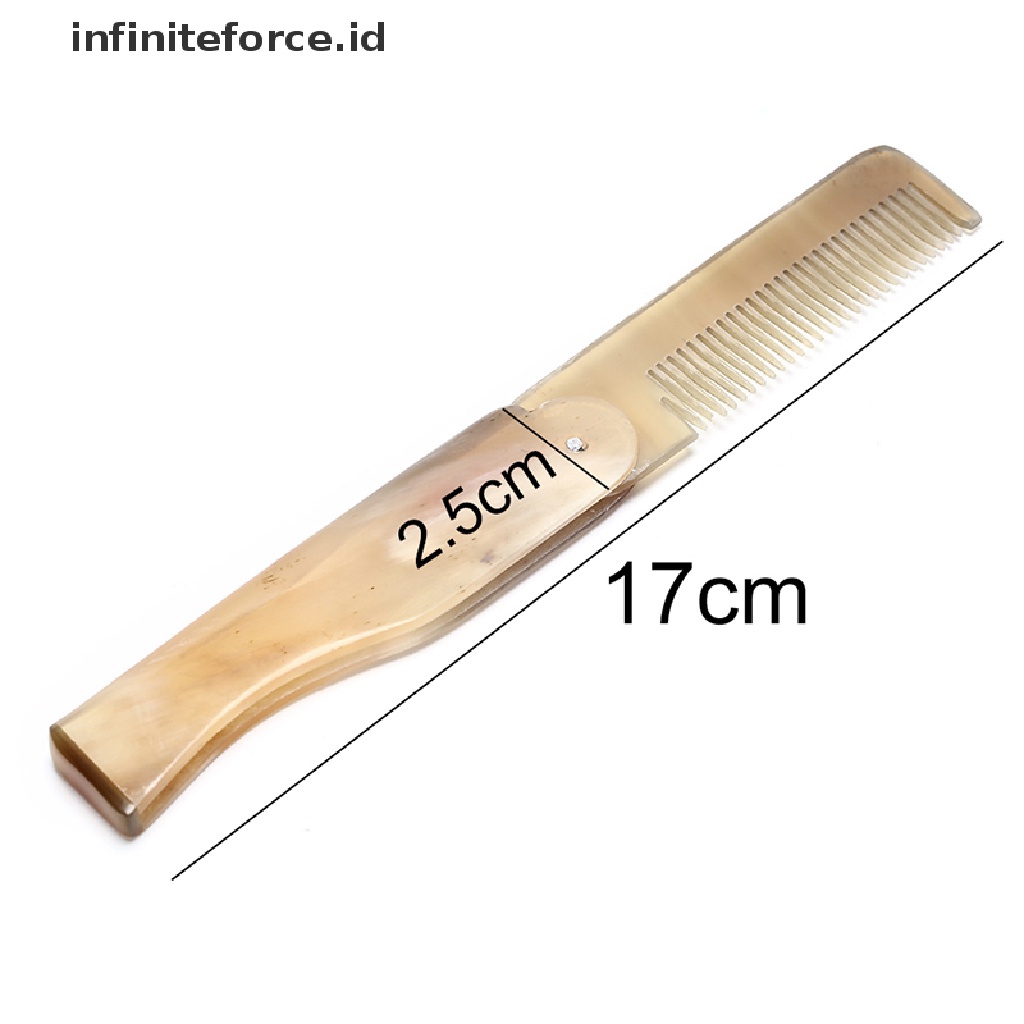 (Infiniteforce.Id) Sisir Saku Lipat Bahan Tanduk Lembu Untuk Menata Kumis / Jenggot Wanita