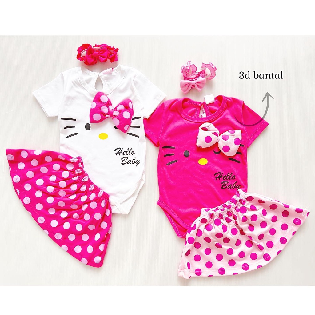 HK Bantal Jumper / Gempita ASTER POLKA BLOOMERS Baju Setelan Jumper Rok Bandana Sepatu Pergi Lucu Fashion Anak Bayi Perempuan Lucu