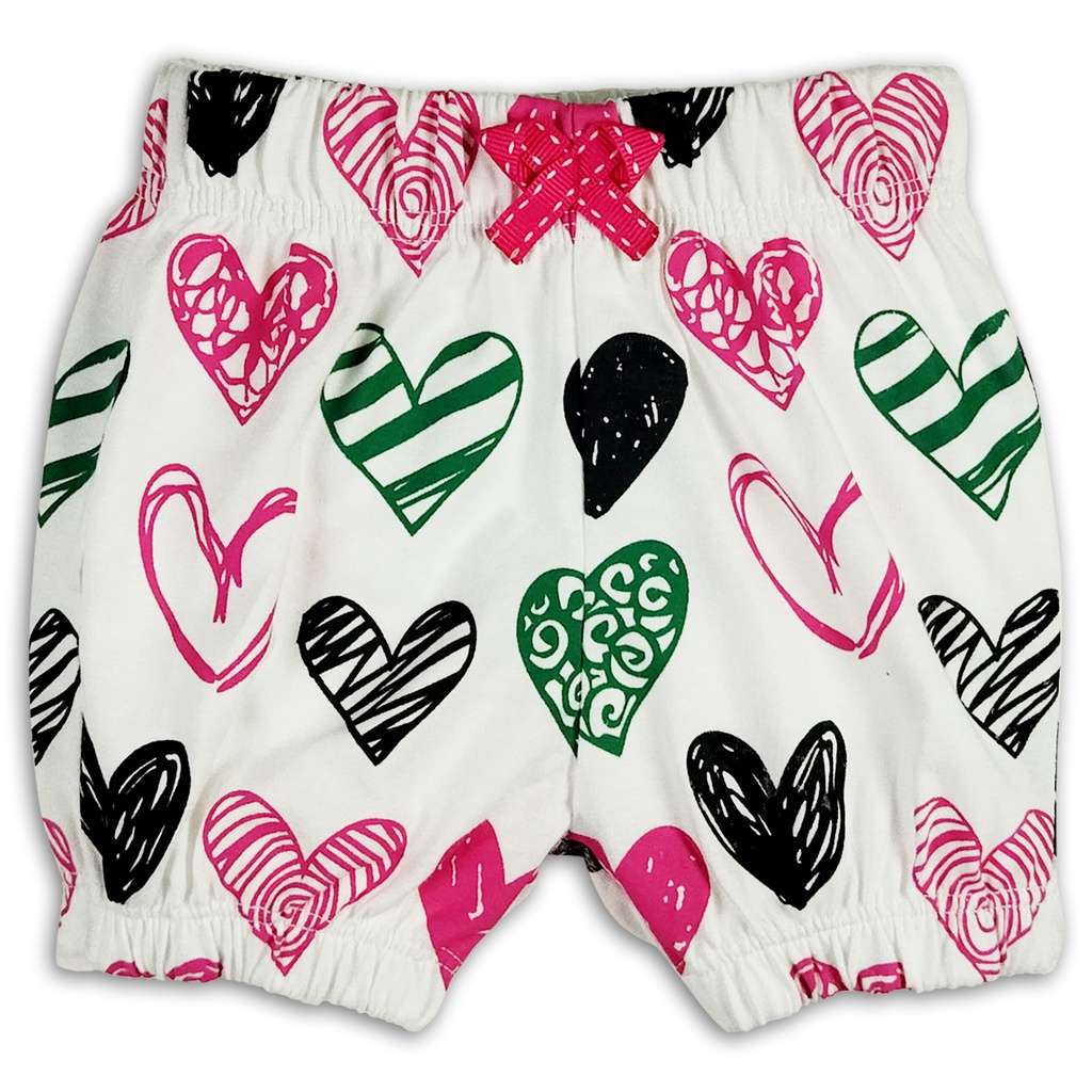 Bearhug Celana Pendek Bayi Perempuan Premium Full Printing XCD6 Cardet 6-18 Bulan-Putih-Love