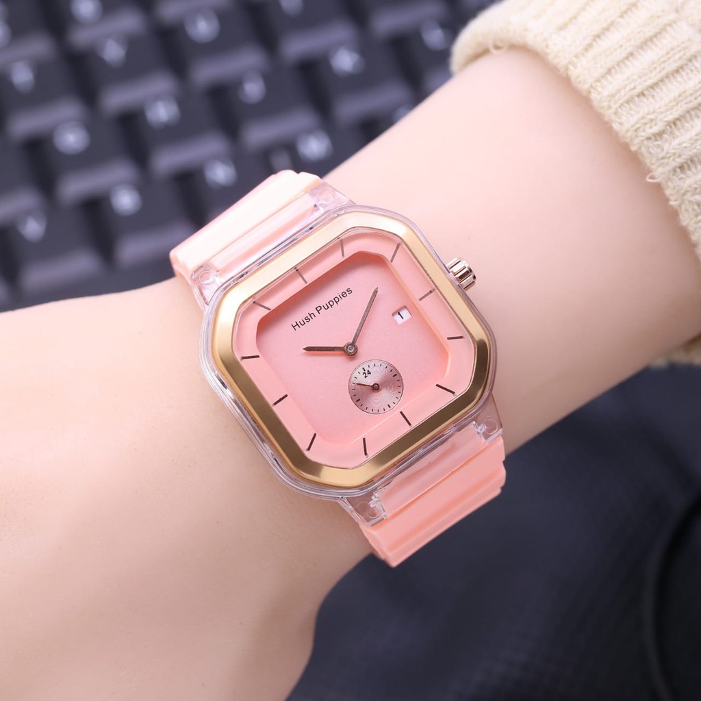 Grosiran Jam Tangan Wanita Hush Puppies H3105TL Analog Tali Rubber Detik Tanggal Aktif Free Baterai (COD)