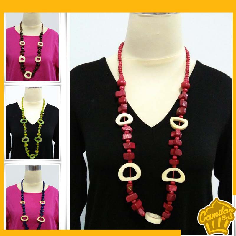Kalung Wanita Kalung Kayu Cacah Kalung Kayu   Khas Bali