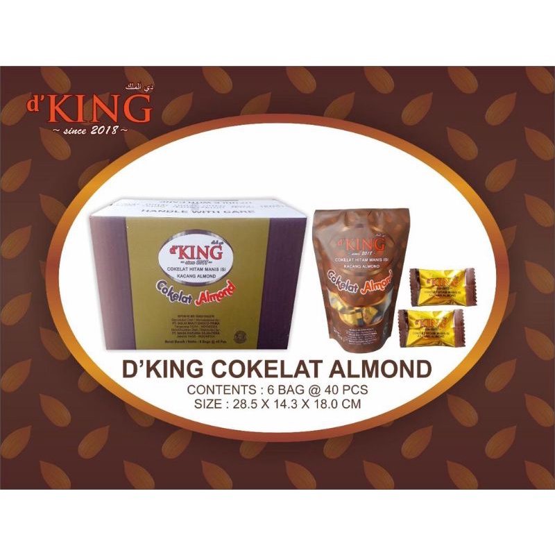 D'King Bonibol Almond Kemasan Bag (1 Bag isi 40 pcs)