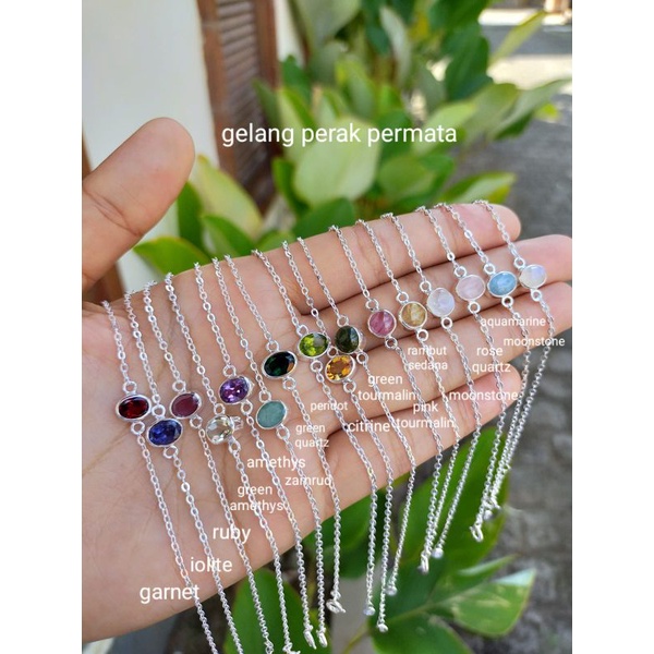 gelang perak rantai permata